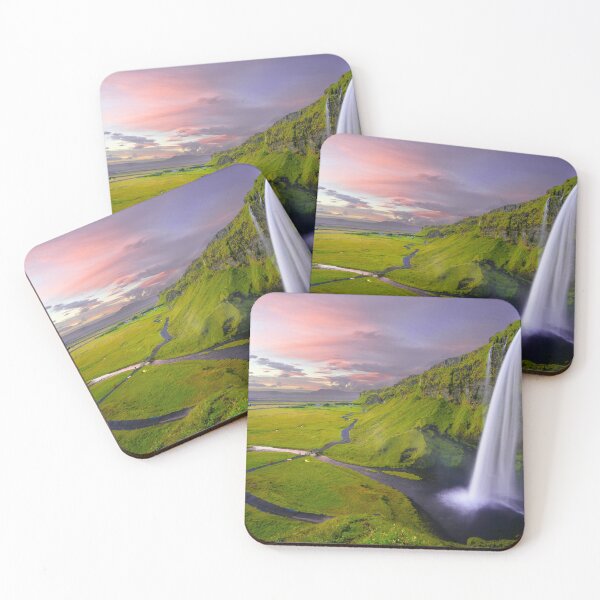 Item preview, Majestic Waterfall At Sunset Landscape designed and sold by JoginderDixit.