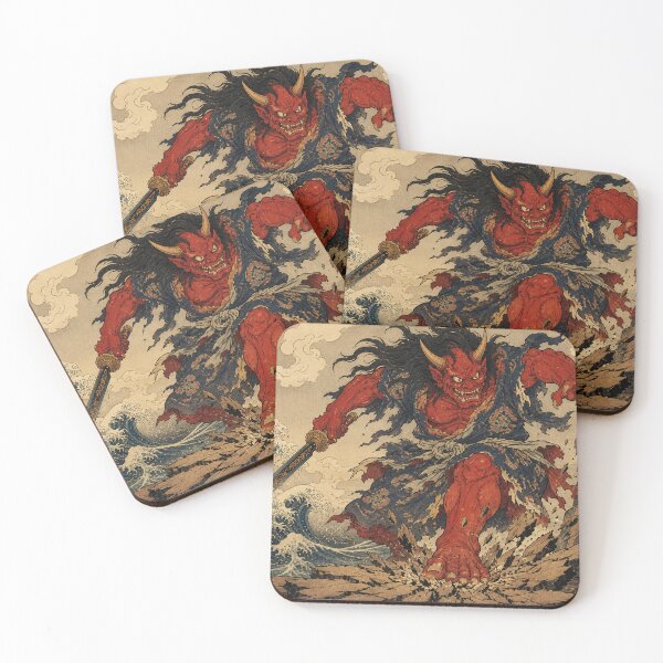 Item preview, Oni Crimson Fury - Vintage Traditional Japanese Ukiyo-e Woodblock Print Style designed and sold by bapupa.