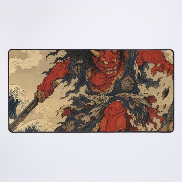 Item preview, Oni Crimson Fury - Vintage Traditional Japanese Ukiyo-e Woodblock Print Style designed and sold by bapupa.
