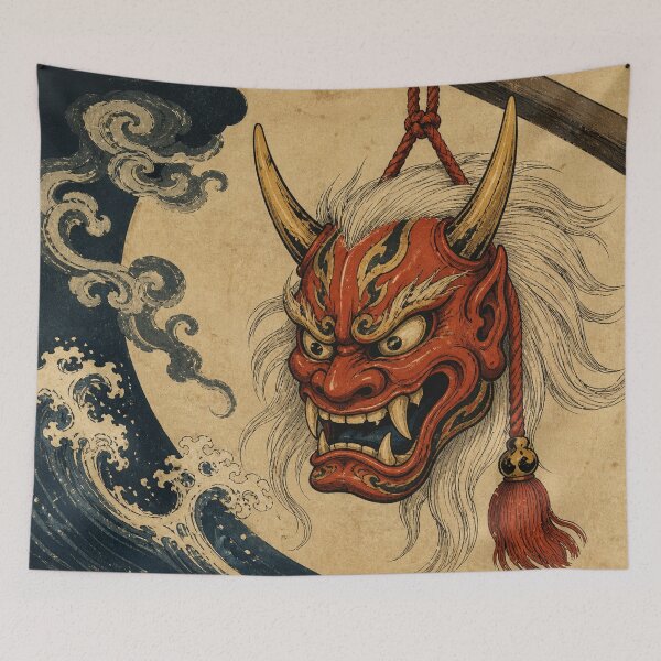 Item preview, Oni Mask - Vintage Traditional Japanese Ukiyo-e Woodblock Print Style designed and sold by bapupa.