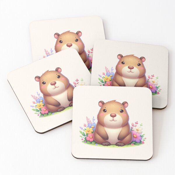 Item preview, Cute capybara with flowers designed and sold by SweetLilith.