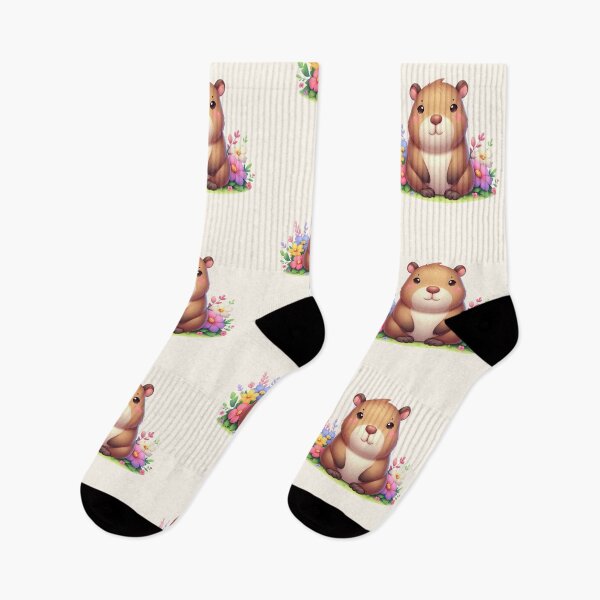 Item preview, Cute capybara with flowers designed and sold by SweetLilith.