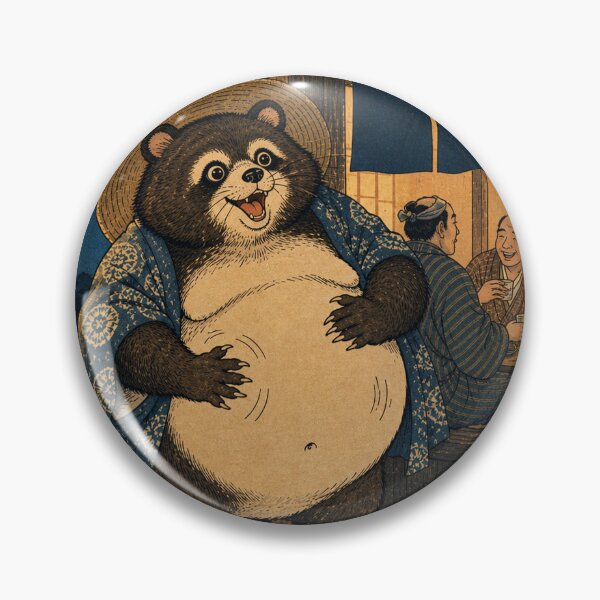 Item preview, Big Belly Tanuki - Vintage Traditional Japanese Ukiyo-e Woodblock Print Style designed and sold by bapupa.