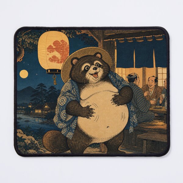 Item preview, Big Belly Tanuki - Vintage Traditional Japanese Ukiyo-e Woodblock Print Style designed and sold by bapupa.