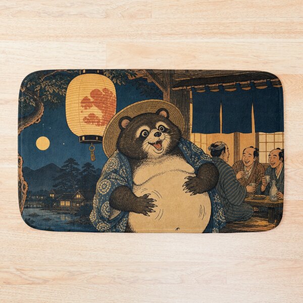 Item preview, Big Belly Tanuki - Vintage Traditional Japanese Ukiyo-e Woodblock Print Style designed and sold by bapupa.