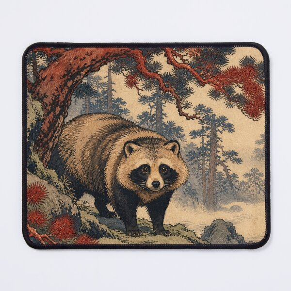 Item preview, Forest Tanuki - Vintage Traditional Japanese Ukiyo-e Woodblock Print Style designed and sold by bapupa.