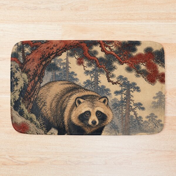 Item preview, Forest Tanuki - Vintage Traditional Japanese Ukiyo-e Woodblock Print Style designed and sold by bapupa.