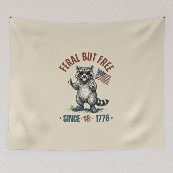 Item preview, Feral But Free Since 1776 Patriotic Raccoon designed and sold by dudelinart.