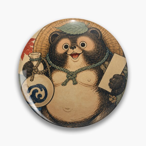 Item preview, Gourd Bearer Tanuki - Vintage Traditional Japanese Ukiyo-e Woodblock Print Style designed and sold by bapupa.