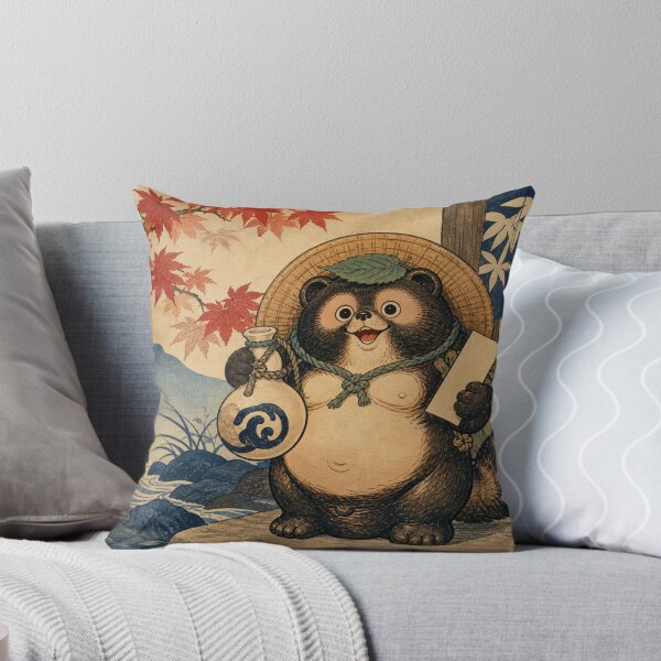 Item preview, Gourd Bearer Tanuki - Vintage Traditional Japanese Ukiyo-e Woodblock Print Style designed and sold by bapupa.