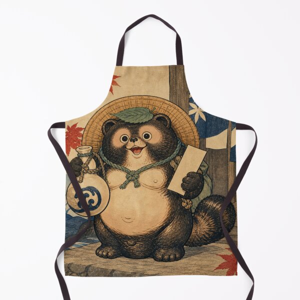 Item preview, Gourd Bearer Tanuki - Vintage Traditional Japanese Ukiyo-e Woodblock Print Style designed and sold by bapupa.