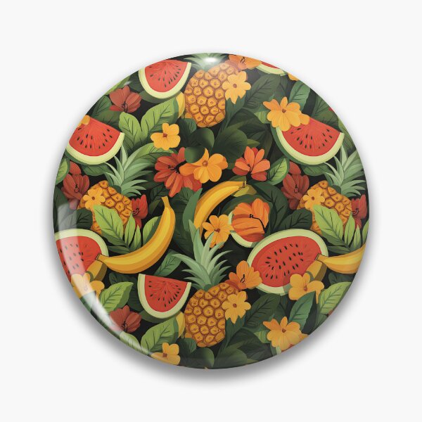 Item preview, Moody Dark Tropical Fruit Watermelon Pineapple Banana Pattern designed and sold by Athena2520.