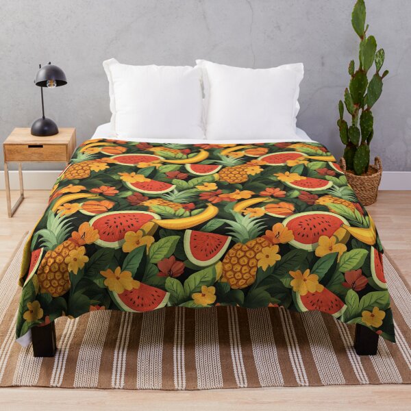 Item preview, Moody Dark Tropical Fruit Watermelon Pineapple Banana Pattern designed and sold by Athena2520.