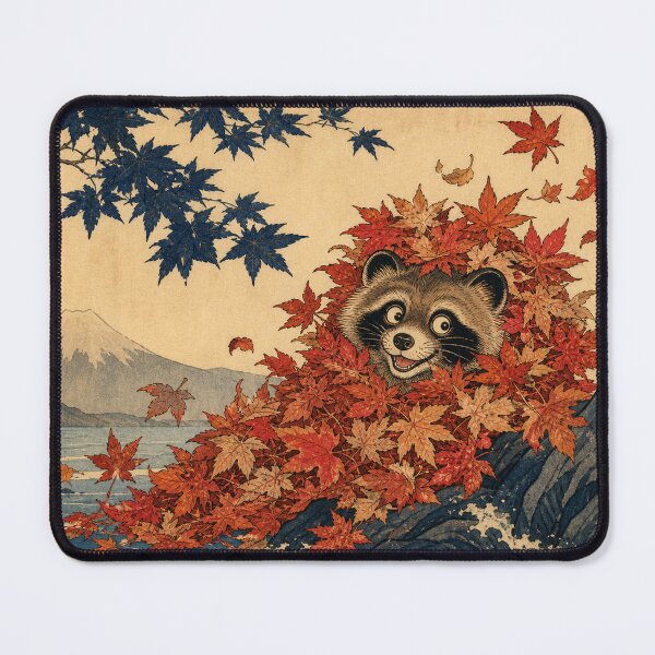 Item preview, Leaf Transformation Tanuki - Vintage Traditional Japanese Ukiyo-e Woodblock Print Style designed and sold by bapupa.