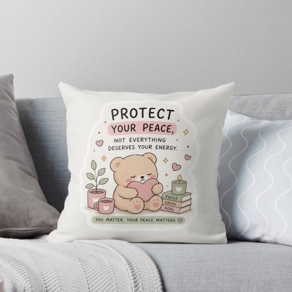 Item preview, Protect Your Peace Sticker – Cozy Self Care Bear Aesthetic designed and sold by Digital_products_0111.