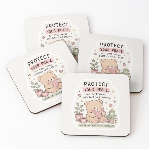 Item preview, Protect Your Peace Sticker – Cozy Self Care Bear Aesthetic designed and sold by Digital_products_0111.