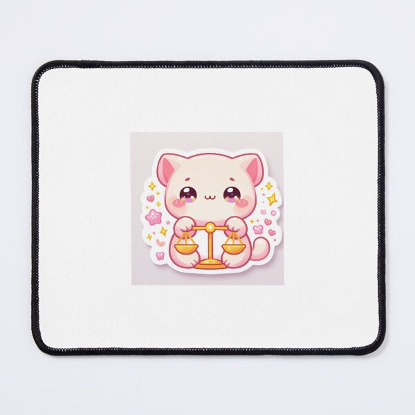 Item preview, Libra Kawaii Sticker – Cute Pink Cat with Balance Scales Zodiac Astrology Sticker designed and sold by PastelPawsArt.