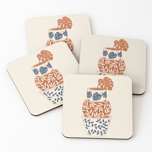 Item preview, Terracotta Monstera Pot Trio Sticker - Botanical Boho Art designed and sold by AliAltinelArt.