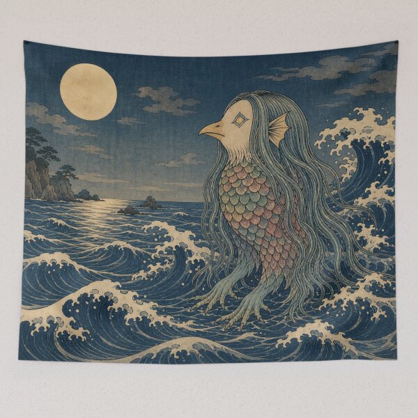 Item preview, Seafolk Yokai - Vintage Traditional Japanese Ukiyo-e Woodblock Print Style designed and sold by bapupa.