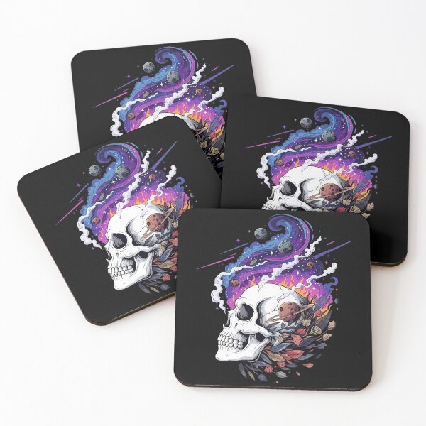 Item preview, Cosmic Galaxy Smoke Skull with Blooming Flowers designed and sold by nuel-art.