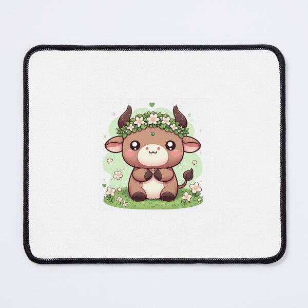 Item preview, Taurus Kawaii Sticker – Cute Bull Zodiac Sign Flower Crown Astrology Sticker designed and sold by PastelPawsArt.
