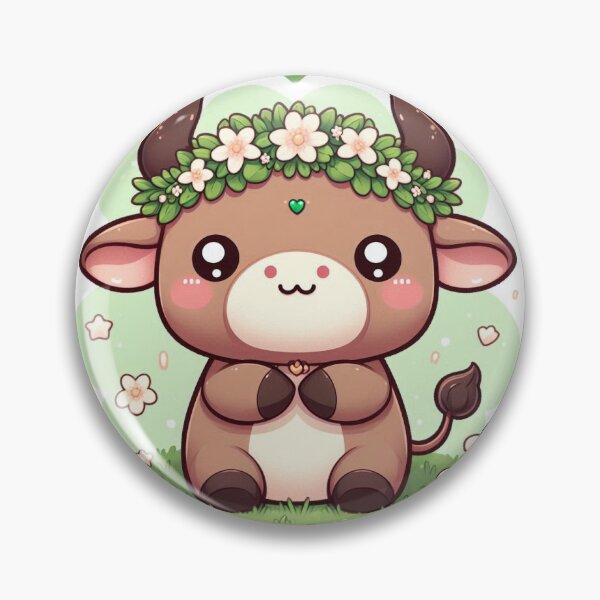 Item preview, Taurus Kawaii Sticker – Cute Bull Zodiac Sign Flower Crown Astrology Sticker designed and sold by PastelPawsArt.