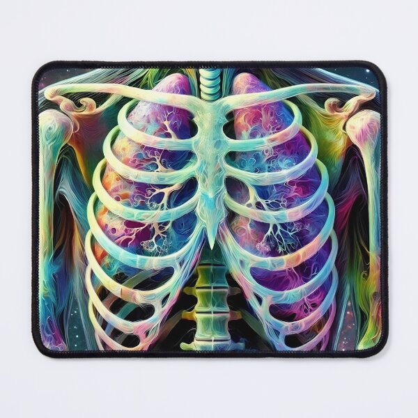 Item preview, Cosmic Anatomical Rib Cage Psychedelic Skeleton Galaxy Art Print designed and sold by asudesign.