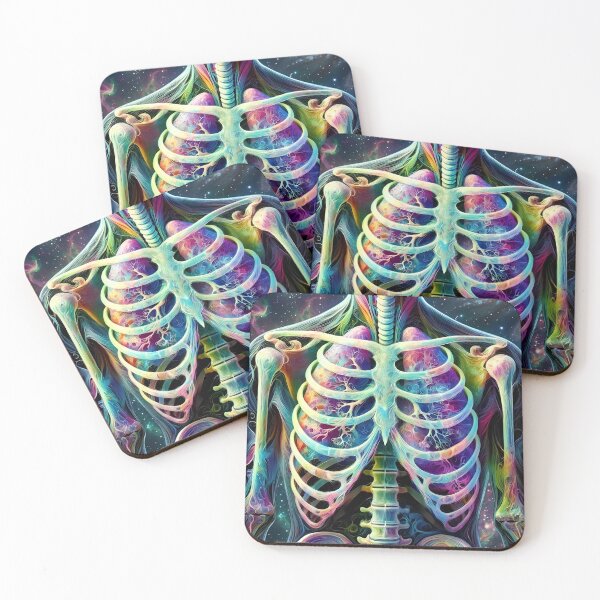 Item preview, Cosmic Anatomical Rib Cage Psychedelic Skeleton Galaxy Art Print designed and sold by asudesign.