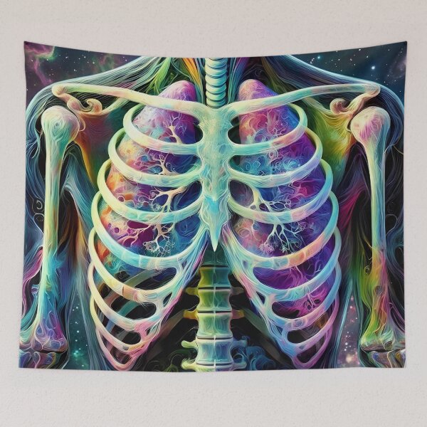 Item preview, Cosmic Anatomical Rib Cage Psychedelic Skeleton Galaxy Art Print designed and sold by asudesign.