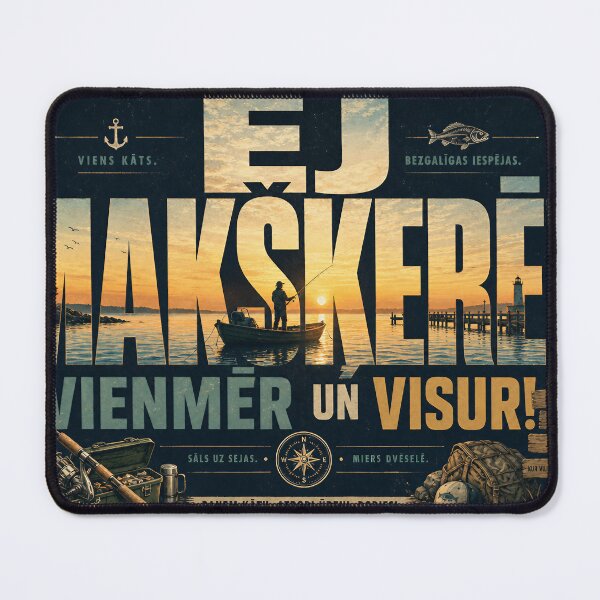 Item preview, EJ MAKŠĶERĒT VIENMĒR UN VISUR — Vintage Fishing Poster (Latvian Headline) designed and sold by Jandedan.