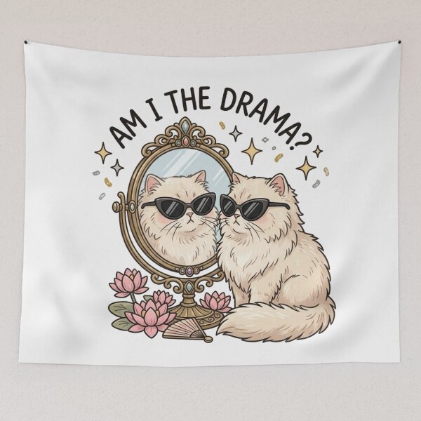 Item preview, Am I The Drama Funny Glam Cat Meme Cute Aesthetic Design designed and sold by SoftPawsAtelier.