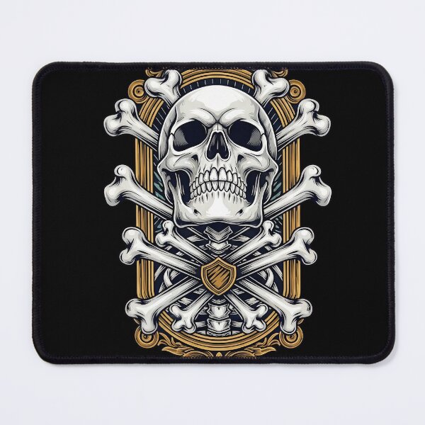 Item preview, Luxury Gothic Skull and Bones in Ornate Gold Frame designed and sold by nuel-art.