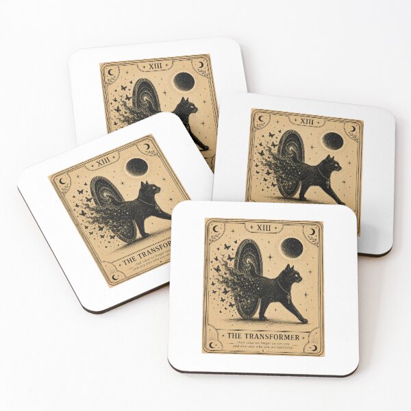 Item preview, The Transformer Black Cat Tarot Card Vintage Celestial Gothic Art designed and sold by LovelyCatGalaxy.