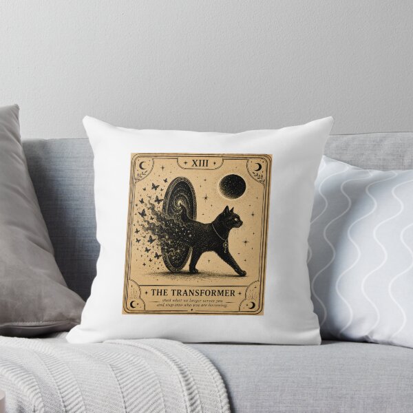 Item preview, The Transformer Black Cat Tarot Card Vintage Celestial Gothic Art designed and sold by LovelyCatGalaxy.