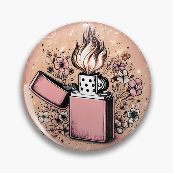 Item preview, Pink Floral Lighter – Botanical Line Art Doodle Design designed and sold by EmeraldeaArt.
