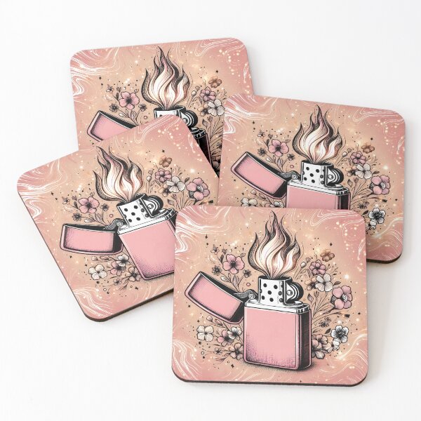 Item preview, Pink Floral Lighter – Botanical Line Art Doodle Design designed and sold by EmeraldeaArt.