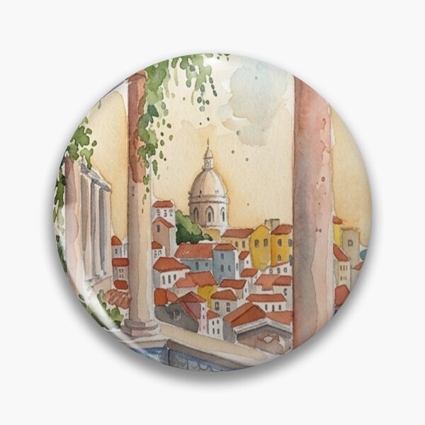 Item preview, Lisbon Watercolor Cityscape Terrace Azulejo  designed and sold by posteriocrew.