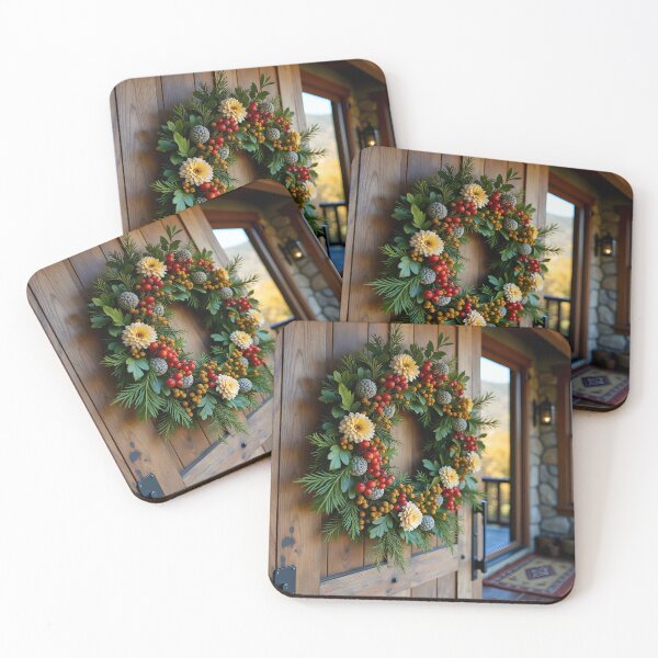 Item preview, Festive Autumn Wreath on Wooden Door designed and sold by Teeshirtstoday.com.