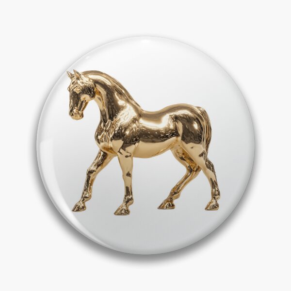 Item preview, Polished Gold Horse Statue Isolated on Transparent Background, Luxurious Golden Stallion Sculpture Side View, Elegant Metallic Equine Figurine designed and sold by Niageadon.