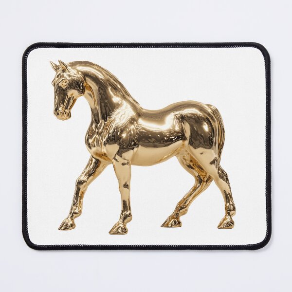 Item preview, Polished Gold Horse Statue Isolated on Transparent Background, Luxurious Golden Stallion Sculpture Side View, Elegant Metallic Equine Figurine designed and sold by Niageadon.