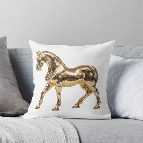 Item preview, Polished Gold Horse Statue Isolated on Transparent Background, Luxurious Golden Stallion Sculpture Side View, Elegant Metallic Equine Figurine designed and sold by Niageadon.