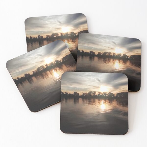 Item preview, Golden Hour River Sunset | Moody Waterscape Photography | Dark Nature Silhouette designed and sold by SergioMiklos.