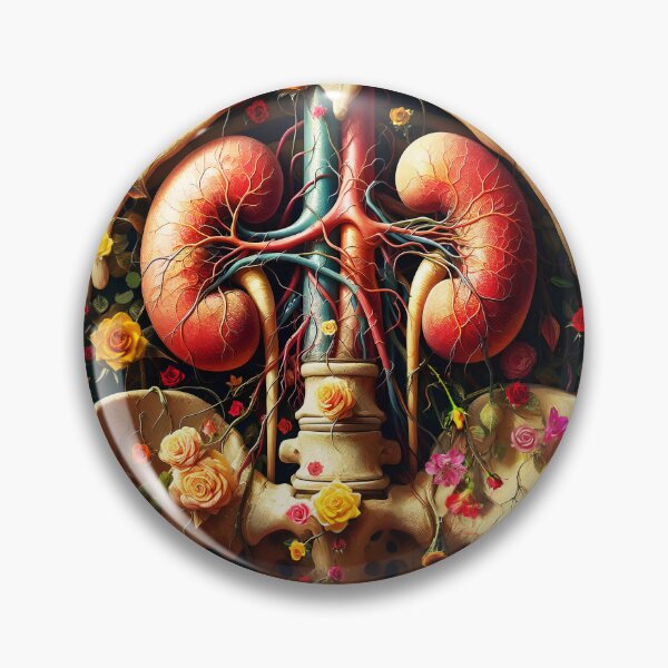 Item preview, Floral Anatomy Kidneys – Fantasy Human Skeleton with Roses Color Veins Design designed and sold by EmeraldeaArt.