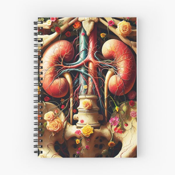Item preview, Floral Anatomy Kidneys – Fantasy Human Skeleton with Roses Color Veins Design designed and sold by EmeraldeaArt.