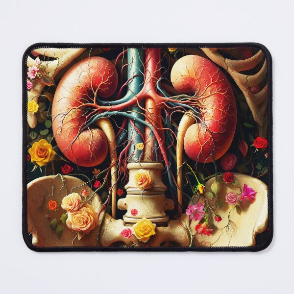 Item preview, Floral Anatomy Kidneys – Fantasy Human Skeleton with Roses Color Veins Design designed and sold by EmeraldeaArt.