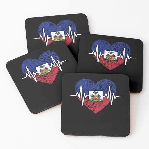 Item preview, Haiti Flag Heart Heartbeat Haitian Pride Tee designed and sold by SofenArt.