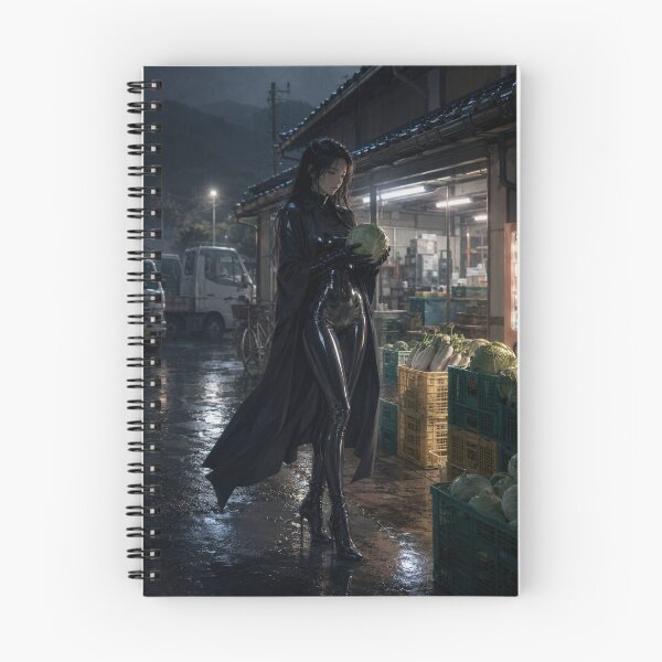 Item preview, Cyberpunk Woman at the Rural Market designed and sold by SEIMEI2025.