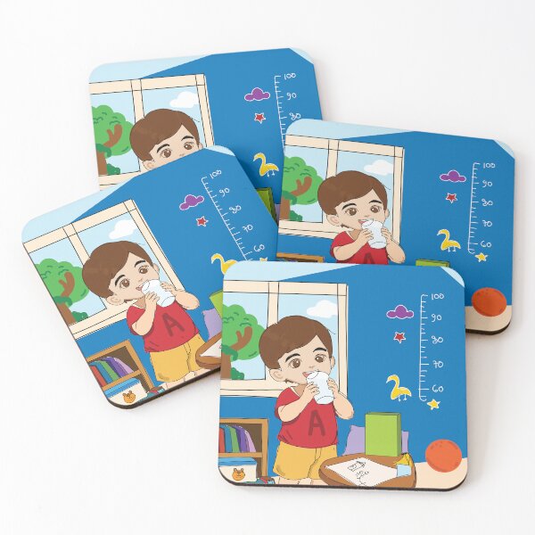 Item preview, Cute Boy in Playroom Illustration drink milk designed and sold by merona-design.