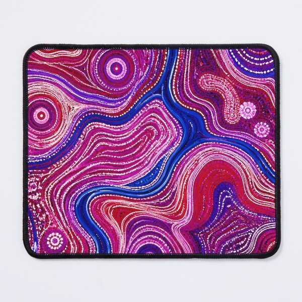Item preview, Aboriginal Inspired Dot Art - Crimson Pink Blue Water Paths designed and sold by GrinGalore.