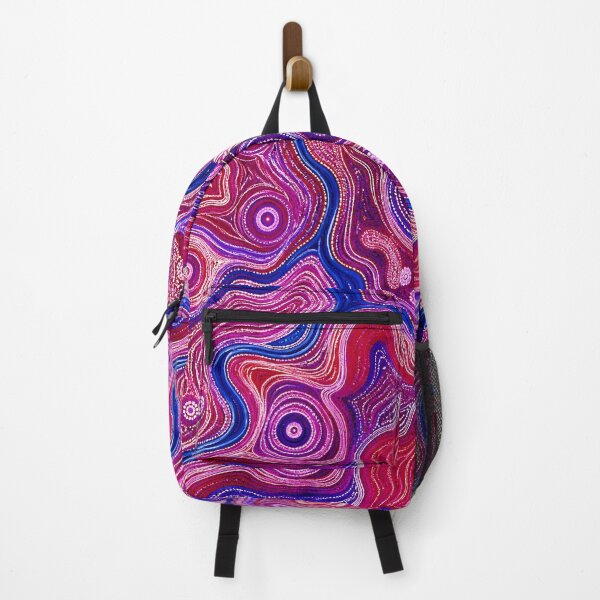 Item preview, Aboriginal Inspired Dot Art - Crimson Pink Blue Water Paths designed and sold by GrinGalore.